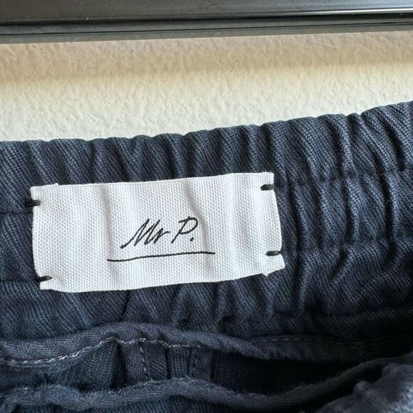 Mr Porter Mr P Straight Leg Cotton Blend Twill Drawstring Trousers Navy Size 34 - Picture 5 of 7